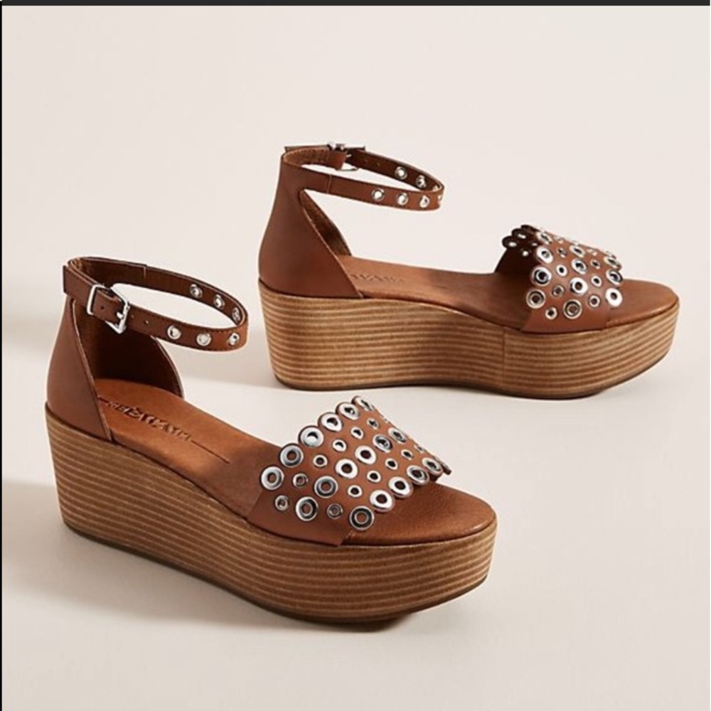 Anthropologie Brown Platform Sandals
